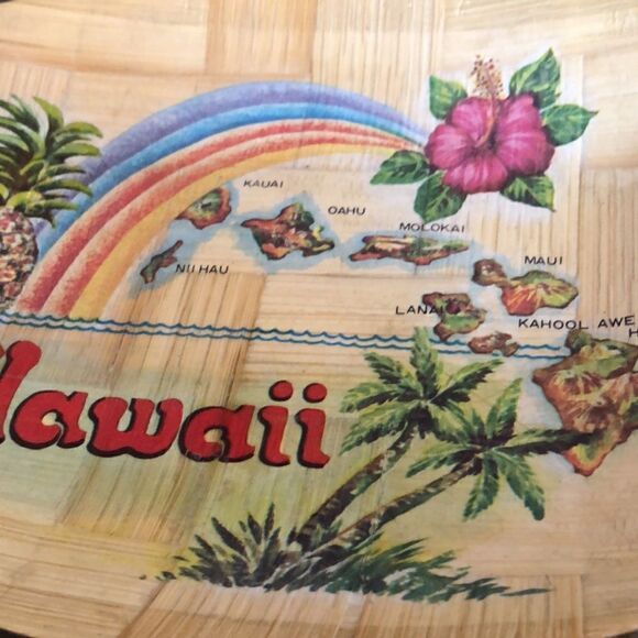Hawaiian 🌺 Islands 🏝 Handpainted Palm 🌴 Frond Plate 70s vibrant retro vibe - Picture 16 of 17
